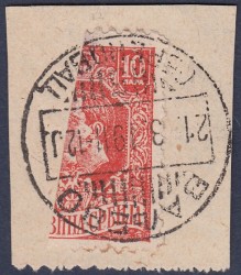 Serbia 1918 10 para halved on fragment