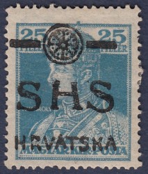 SHS Hrvatska Type VI black overprint Charles IV 25 filler