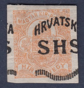 SHS Hrvatska 1918 newspaper stamp overprint shifted horizontally