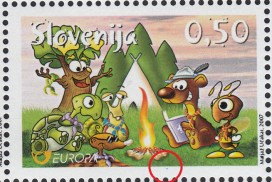 Slovenia, CEPT stamp: Dot below the frame