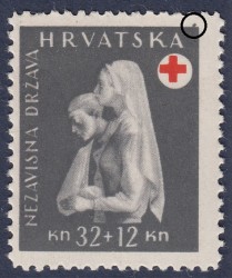 ND Croatia 1943 Postage stamp error: Gray dot above the frame