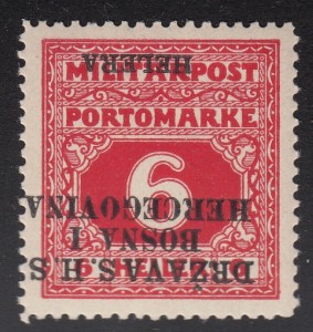 Inverted overprint on YUGOSLAVIA stamp