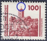 GDR DDR 1990 Wartburg castle Eisenach postage stamp plate flaw 3350III