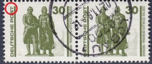GDR DDR 1990 Goethe-Schiller monument Weimar postage stamp plate flaw 3345II