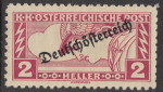 German-Austria 1919 special delivery stamp overprint flaw: Broken letter D in Deutschösterreich