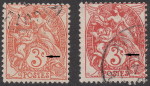France, type Blanc stamp, Type I and Type I: letter c