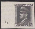 Croatia Ante Pavelic postage stamp error Imperforate example with marking