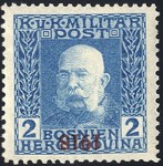 Inverted overprint on 2 heller stamp of the Francis Joseph issue