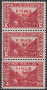 Three types of the second number 1 in 1914 appear on both values
