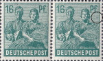 Allied occupation of Germany postage stamp error Colored spot close to the right frame below the dot of Pf.
