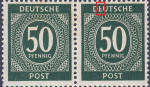 Allied occupation of Germany Numerals postage stamp error The first letter E in DEUTSCHE damaged