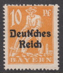 Germany, stamp error: Color spill between letters t and c in Deutsches (Deutnches)