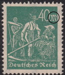 Germany, stamp plate error: Middle vertical line of the letter m broken