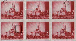 Broken frame on the upper left side (the first stamp)