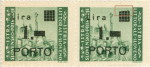 Damaged first three squares in the overprint over the old denomination