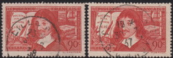 France, René Descartes postage stamp: Types I and II