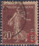 France, Sower by Roty stamp, Damaged letter O in POSTES (PCSTES)