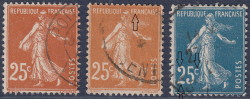 France, Sower by Roty stamp, Types IIIB, IIIC and IV