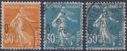 France, Sower by Roty stamp, Types I, IIA and IIB