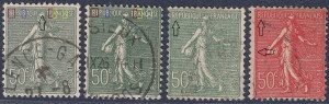 France, type Sower of Roty stamp, Types I, II, III and IV