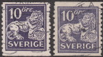 Sweden, postage stamp lion: Types I and II