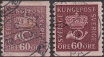 Sweden, postage stamp post horn: Types II and I