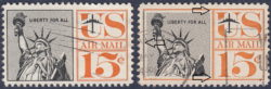 USA postage stamp 1959 Statue of Liberty Types II and I