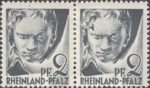 Germany, Rheinland-Pfalz postage stamp: Big colored spot on Beethoven's left temples