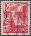 Germany, Rheinland-Pfalz postage stamp: Red dot touching numeral 1 in denomination