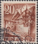 Germany, Rheinland-Pfalz postage stamp:  Broken letter F in PFALZ.