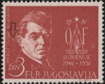 Yugoslavia 1951 postage stamp White line behind Franc Rozman Stane's ear.