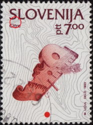 Slovenia, error on postage stamp: Dot above letter T in CITRE
