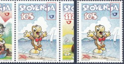 Slovenia, types of postage stamps: Type II on the left and Type I on the right side