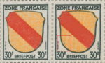 Germany (French Occupation Zone) stamp plate error: Black stain in the lower left part of coat of arms