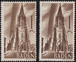 Germany, Baden postage stamp: Freiburg Cathedral: Types I and II