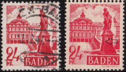 Germany, Baden postage stamp: Palace Rastatt, Types II and IV
