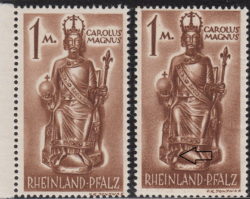 Germany, Rheinland-Pfalz postage stamp: Charles the Great, Types I and II