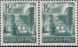 Germany, Rheinland-Pfalz postage stamp: Porta Nigra, Types I and II