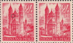 Germany, Rheinland-Pfalz postage stamp: Wormser Dom, Types II and I