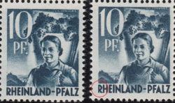 Germany, Rheinland-Pfalz postage stamp: Winegrower, Types I and II
