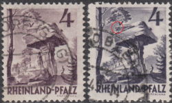 Germany, Rheinland-Pfalz postage stamp: Teufels Tisch, Types III and IV
