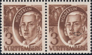 Württemberg postage stamp: Höderlin, Types I and II