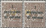 Italy Trento Trieste Dalmatia postage stamp overprint error: Letter s in centesimo damaged (stamp on the left).