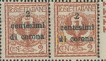 Italy Trento Trieste Dalmatia postage stamp overprint error: Black dot in letter d in di.