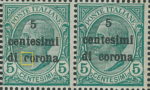 Italy Trento Trieste Dalmatia postage stamp overprint error: Letter c in corona damaged.