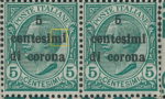 Italy Trento Trieste Dalmatia postage stamp overprint error: Second letter I in centesimi standing higher.