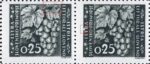 Slovene Littoral postage stamp flaw Dark smudge on the right leaf (the left stamp).