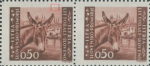 Slovene Littoral postage stamp flaw Brown dot above donkeys right ear touching the upper frame.