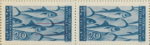 Slovene Littoral postage stamp flaw Long thin line between the three lowest fish.