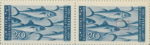Slovene Littoral postage stamp flaw Colored dot behind the tail of the fourth fish.